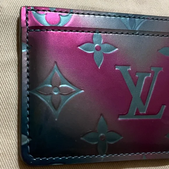 LouisVuitton Metallic Vernis Card Holder Blue Pink - Picture 3 of 5
